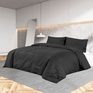 The Living Store Dekbedovertrek Microvezel Zwart - 220x240 cm - OEKO-TEX