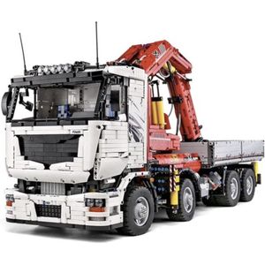 MEGA Radiografische Vrachtwagen Truck | Lego® Compatible | Iveco MAN met Kraan | Pneumatisch - Technic - Technisch Bouwpakket | 8000+ Bouwstenen| Afstand bestuurbaar | Radiografisch RC | Kraanwagen | Hijskraan | Bouwpakket Stad |Toy Brick Lighting®