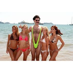 De enige echte Partychimp Mankini Borat String Carnavalskleding Heren Carnaval Accessoires Verkleedkleding Volwassenen Borat Verkleedkleding Vrijgezellenfeest Man - Neon Groen - One-Size - met Stretch