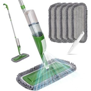 Vloerwisser met sproeifunctie - 550 ml waterreservoir - microvezel dweilpads - snelle reiniging - hardhout marmer laminaat tegelvloer - 5 dweilpads 1 schraper Mop