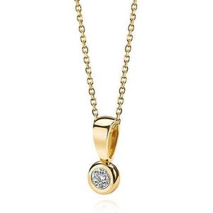 Lovebird LB115 - Gouden collier  met briljant - Dames - 42 cm - Diamant - 2,5 mm - Briljant Geslepen - 0,05 Karaat - 14 Karaat Goud