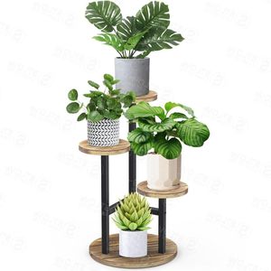 Plantenrekken Met Meerdere Lagen - Houten Metalen Bloemenrek - 3-Laags Hoog Plantenrek - Potstandaard voor Binnen en Buiten