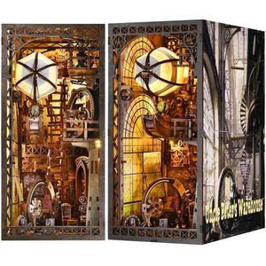 Meedeer DIY Book Nook Kit-Ballon Ruimteschip Huis-Miniatuur huis kits-DIY poppenhuis Met led en stofkap-3D puzzle-Peter Ruimteschip Modelbouw houten bouwset-Knutselsets voor volwassenen-Verjaardagscadeau Kerstmis