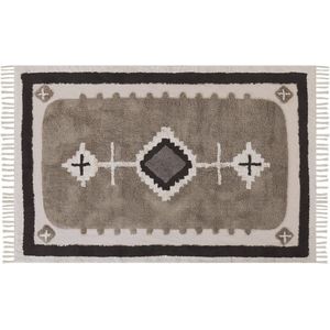 GEYVE - Laagpolig vloerkleed - Beige - 140 x 200 cm - Katoen