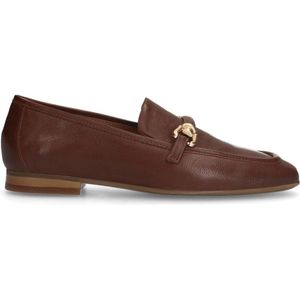 MANFIELD X INTERIEUR VAN MIES - Dames - Bruine leren loafers met gouden chain - Maat 36