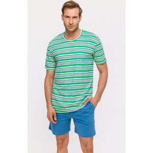 Woody Jongens-Heren Pyjama groen-blauwe streep - maat XL