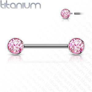 Piercing titanium steen roze 12mm