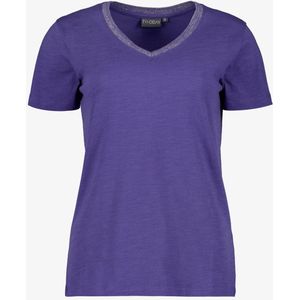 TwoDay dames T-shirt met V-hals glitters paars - Maat L