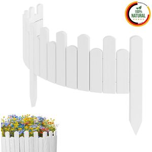 Floranica borderrand grasrand hoogte 20 cm wit 100 cm lang Flexibele tuinomheining hout rolhek steekheining houten hek palissade maairand rolborder