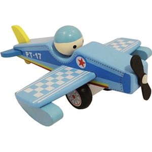 Vliegtuig - Hout - met vaste pop - cadeau kind - Sintcadeau - Verjaardag kind - kerstcadeau