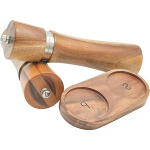 Zout- en Pepermolen Set van Acaciahout met Houten Plateau 22 cm