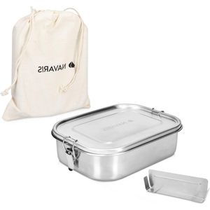 Broodtrommel met verdeler - Meal prep bakje - Vershouddoos - Lunchbox - 218 x 167 x 6 cm - Inhoud 14 liter - Vaatwasserbestendig
