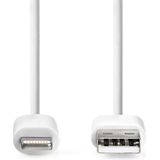 Nedis Lightning Kabel - USB 2.0 - Apple Lightning 8-Pins - USB-A Male - 480 Mbps - Vernikkeld - 1.00 m - Rond - PVC - Wit - Envelop