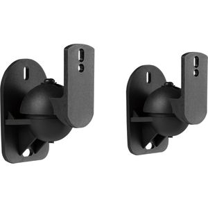 Cabletech Luidspreker Muur Montage Muurbeugel Set van 2 - Zwenk En Kantelbaar - Max Belastbaar Gewicht 3.5 Kg - Zwart - Geschikt voor kleine speakers