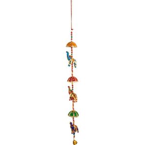 Decoratieve Slinger 3 Stoffen Olifanten met Belletje – 78 cm
