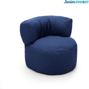 Drop & Sit Zitzak Stoel Junior - Zitzak Kind Donkerblauw - 70 x 50 cm - Kinderstoel met Vulling voor Binnen