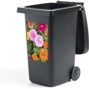 Container sticker Zinnia - Kleurrijke zinnias bloemen - 40x60 cm - kliko sticker - weerbestendige containersticker
