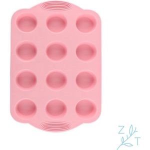 ZijTak - Mini muffin bakvorm 12st - Cupcakevorm - Anti-kleef - Siliconen - roze