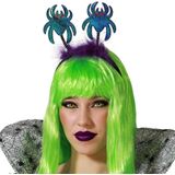 Halloween/horror verkleed diadeem/tiara - met grote spinnen - kunststof - voor dames/meisjes