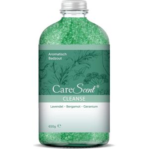 CareScent Cleanse Badzout | Bad Zout met Etherische Olie | Lavendel - Bergamot - Geranium | 650 gram