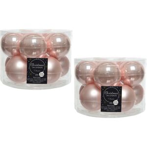 Decoris Kerstballen set - 20x - Lichtroze - glas - 6 cm - glans en mat - kerstversiering