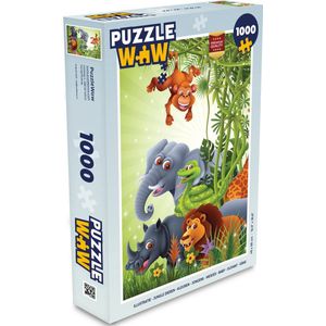 Puzzel Jungle dieren - Planten - Kinderen - Olifant - Giraf - Leeuw - Legpuzzel - Puzzel 1000 stukjes volwassenen