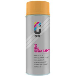 CROP Spuitbus RAL 1017 Saffraangeel - Hoogglans - 400ml Spuitbus verf geel - 100% kleurecht - Sneldrogend - Binnen & Buiten - RAL1017