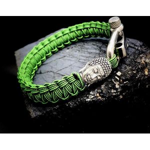 Paracord Armband met 925 Zilveren 3D Buddha Bedel (Spacer) van 12 gram Zilver, Stainless Steel (RVS) slot verstelbaar in 3 maten .