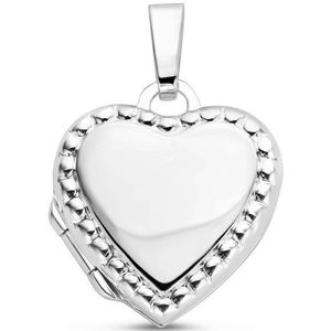 zilver medaillon hart bolletjes 1021752