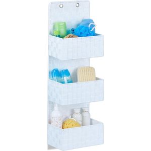 Relaxdays wandrek stof - deur organizer - opbergsysteem muur - 3 vakken - 4 liter - wit