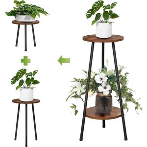 Plantenstandaard voor binnen - 2 niveaus converteerbare houten bloemenstandaard - multifunctionele plantenplank - woonkamer balkon - tuin terras kantoor - ontworpen
