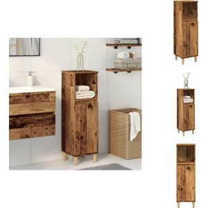 vidaXL Badkamerkast - Badkamerkasten - Badkamer Kast - Kast - Badkamerkast 30x30x100 cm bewerkt hout oud houtkleurig