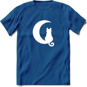 Nacht Wacht - Katten T-Shirt Kleding Cadeau | Dames - Heren - Unisex | Kat / Dieren shirt | Grappig Verjaardag kado | Tshirt Met Print | - Donker Blauw - M