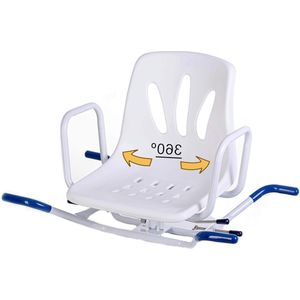 Orthopedische badkuipstoel met rugleuning en armleuningen voor senioren en gehandicapten - draaibaar 360º douchestoel met armleuning