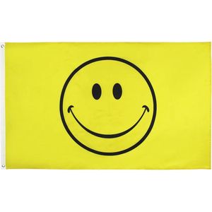 Smiley Spandoek - 150 x 90 CM - Doek - smile - vrolijk - glimlach - geel - lachen - Vlag - Voor binnen en buiten - Banner