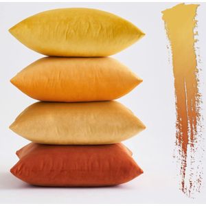 JGS ® Fluwelen kussenhoes, 40 x 40 cm, oranje serie set van 4, bankkussens, fluwelen kussen, decoratief kussen, bankkussen, decoratieve kleur, verloophoes, bankkussenhoes voor woonkamer, kinderen, kantoor