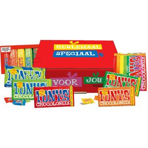 Tony's Chocolonely Topperts Geschenkdoos - Melk Chocolade en Puur Chocolade Repen + Kleine Repen Proeverijtje + Tiny Tony's - Kantoor Cadeautje - Geschenkset