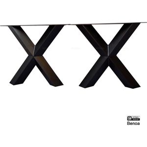 Diamond X tafelpoot eettafel metaal 8x8 cm Set - Zwart