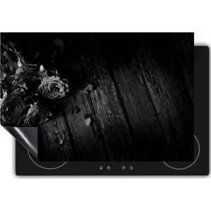 Chefcare Inductie Beschermer Rode Rozen op de Grond - Zwart Wit - 91,6x52,7 cm - Afdekplaat Inductie - Kookplaat Beschermer - Inductie Mat