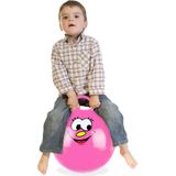 Relaxdays Skippybal met Smiley - Springbal - Diverse Kleuren - Stuiterbal - Voor Kinderen - Roze
