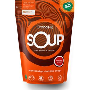 Orangefit Protein Soup - Vegan Plantaardige Eiwitrijke Soep - 450g (10 servings) - Tomaat - Instant Soep - Perfect Voor Je (Pre) Workout!
