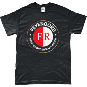 Feyenoord Shirt - Geen Woorden Maar Daden 1 - T-Shirt - Rotterdam - 010 - Voetbal - Artikelen - Zwart - Unisex - Regular Fit - Maat 3XL