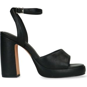 Sacha - Dames - Zwarte platform sandalen met hak - Maat 38