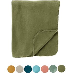 DEX - Plaid 130x160 cm - fleece deken - zacht en dun - Olive Branch - groen