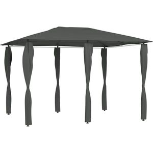 vidaXL - Prieel - met - paalhoezen - 160 - g/m² - 3x4x2,6 - m - antracietkleurig
