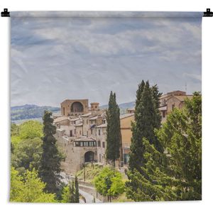 Wandkleed San Gimignano - De middeleeuwse ommuurde stad San Gimignano het Toscaanse gebied in Italië Wandkleed katoen 60x60 cm - Wandtapijt met foto