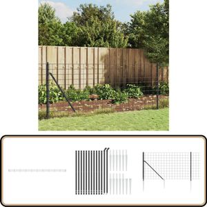 vidaXL Draadgaashek - 0,8x25 m - Antraciet Draadgaashek - Tuinhek - Schutting - Privacy Scherm - Hondenhok