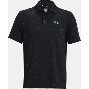 Under Armour Playoff Polo 3.0 Print-Black/Lime Surge/Static Blue Maat XL