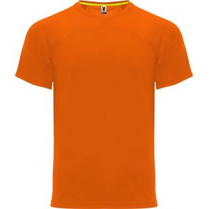 Fluor Oranje unisex snel drogend Premium sportshirt korte mouwen 'Monaco' merk Roly maat XXL