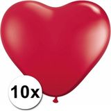 10x Hartjes ballonnen rood - Valentijn/bruiloft thema ballonnen